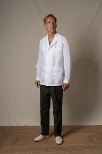 White Plain Linen Guayabera Shirt — look completo BUND, Costa Vice Spring Summer 26