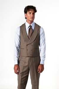 Plain Wool Vison Tailoring Vest Double
