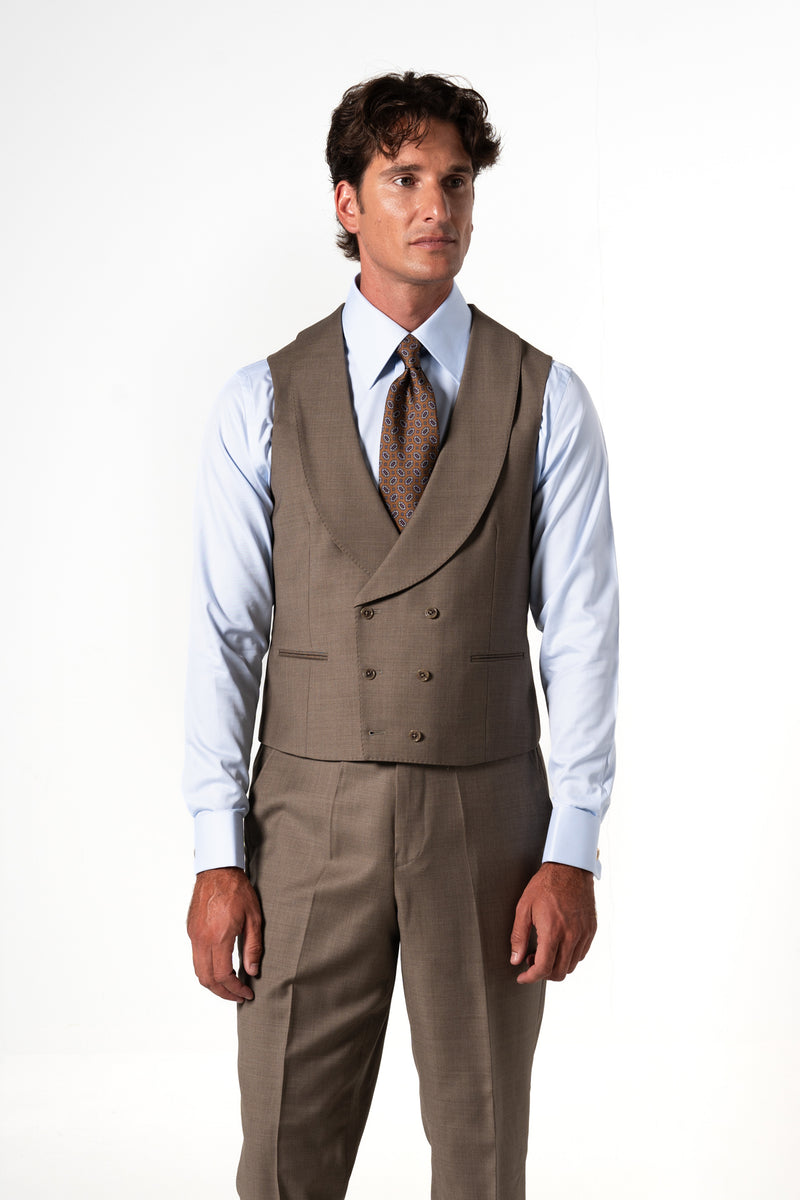 Plain Wool Vison Tailoring Vest Double