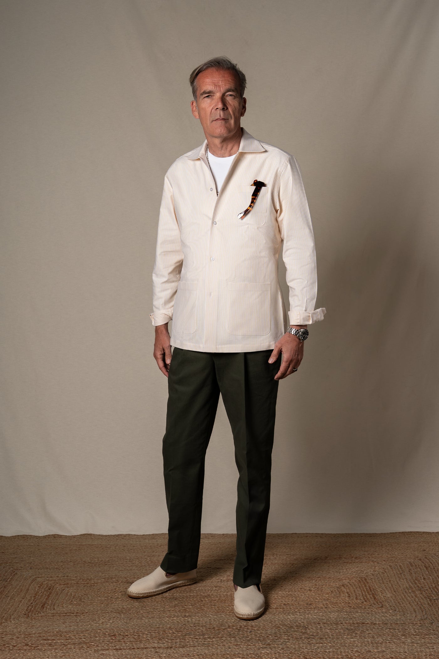Yellow Oxford Stripes Overshirt — vista alternativa 2, BUND Costa Vice Spring Summer 26