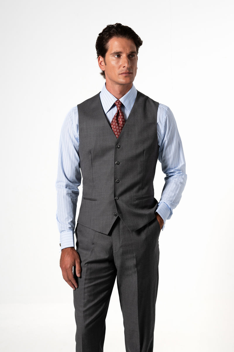 Plain Wool Light Grey Tailoring Vest Single