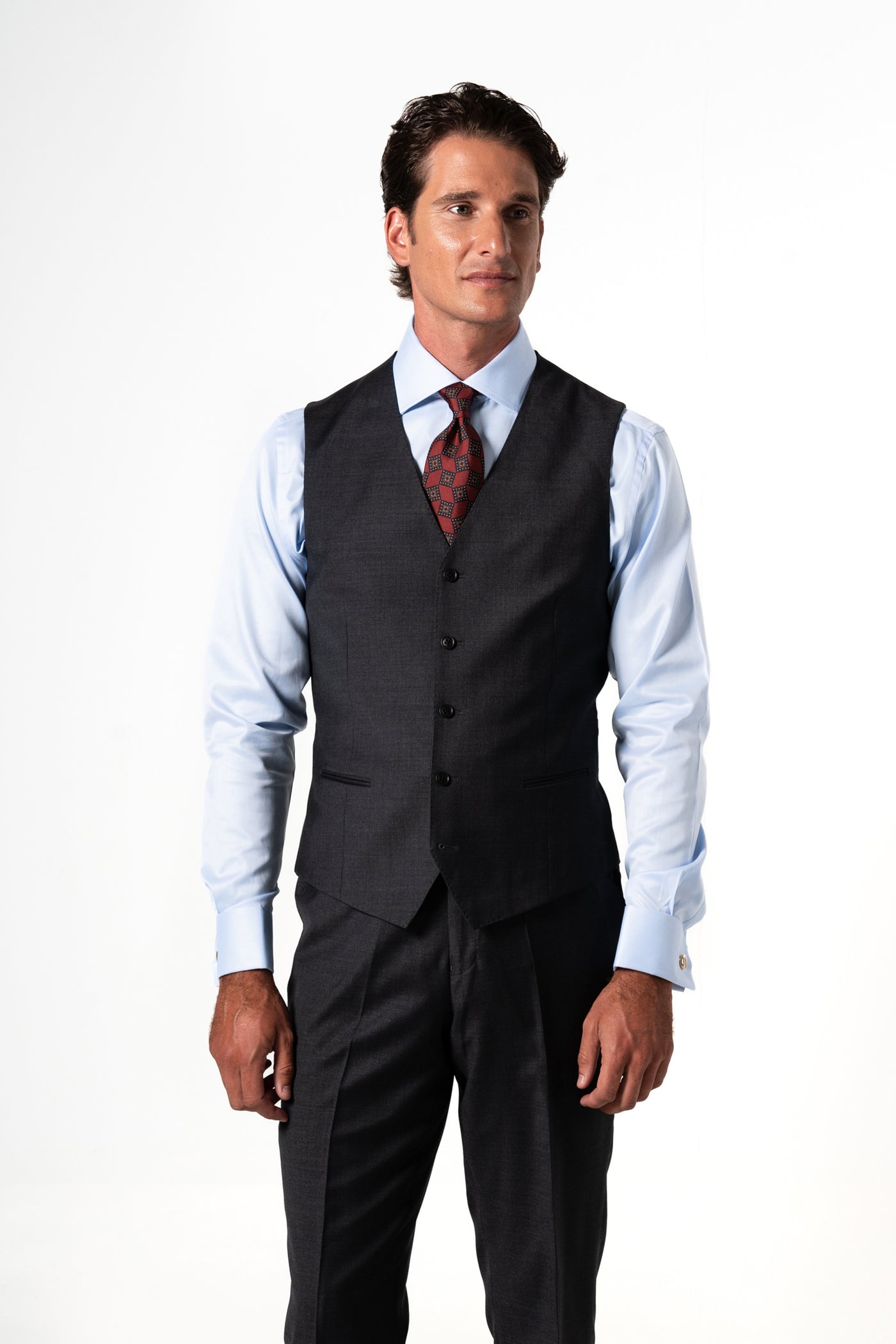 Plain Wool Dark Grey Tailoring Vest Single