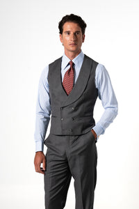 Plain Wool Light Grey Tailoring Vest Double