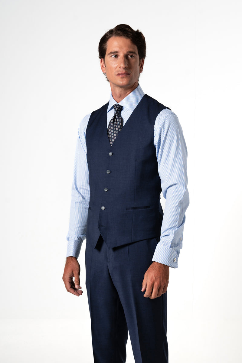 Wales Wool Navy Blue Tailoring Vest Single