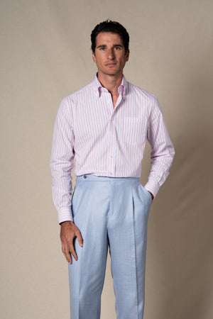 Pink Stripes Sport Cotton Casual Shirt — sastreria a medida BUND, lookbook Costa Vice Spring Summer 26