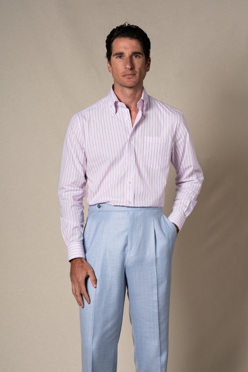 Pink Stripes Sport Cotton Casual Shirt — sastreria a medida BUND, lookbook Costa Vice Spring Summer 26