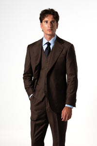 Plain Wool Chocolate Brown Tailoring Vest Single