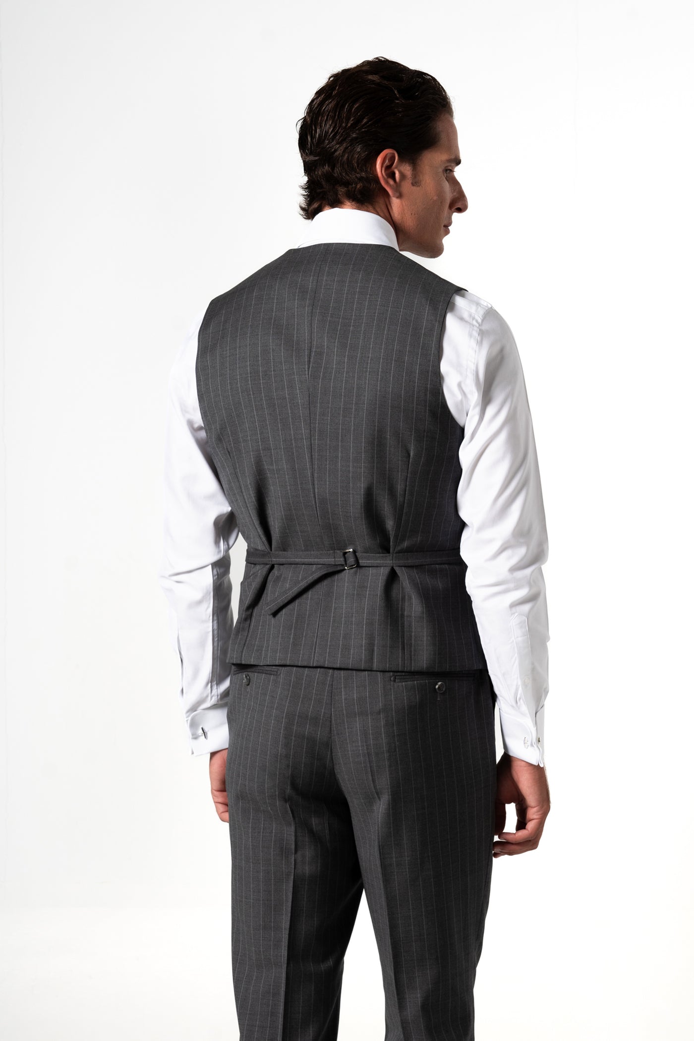 Stripes Wool Stone Grey Tailoring Vest Single