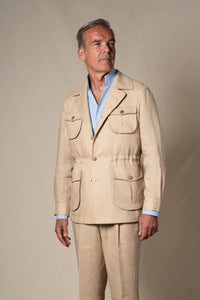Camel Plain Linen Sahariana