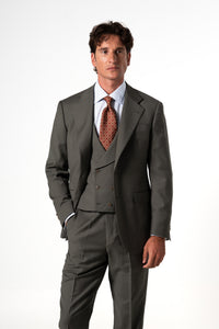 Plain Wool Olive Green Tailoring Vest Double