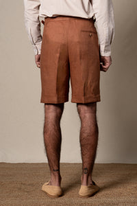 Orange Plain Linen Shorts — detalle del tejido, BUND Costa Vice SS26