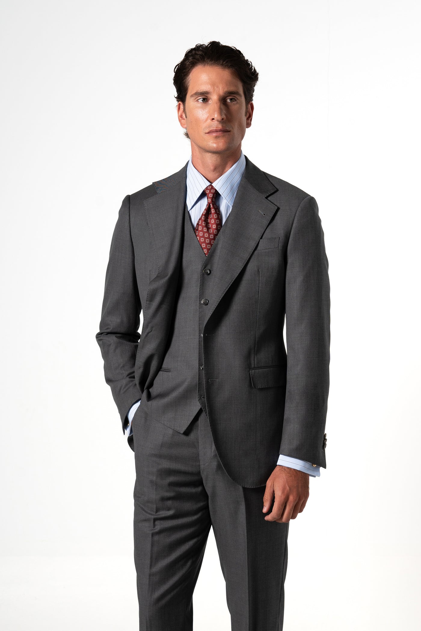 Plain Wool Light Grey Tailoring Vest Single