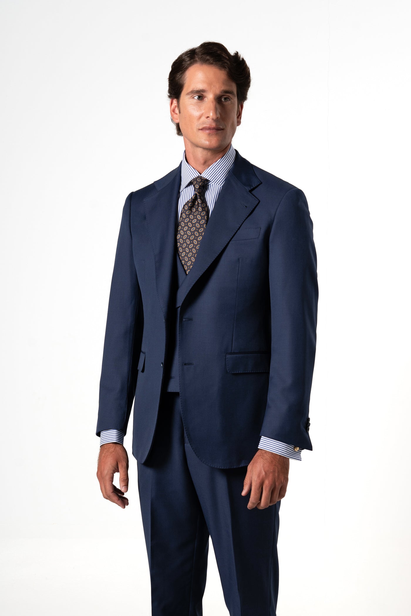 Plain Wool Navy Blue Tailoring Vest Double