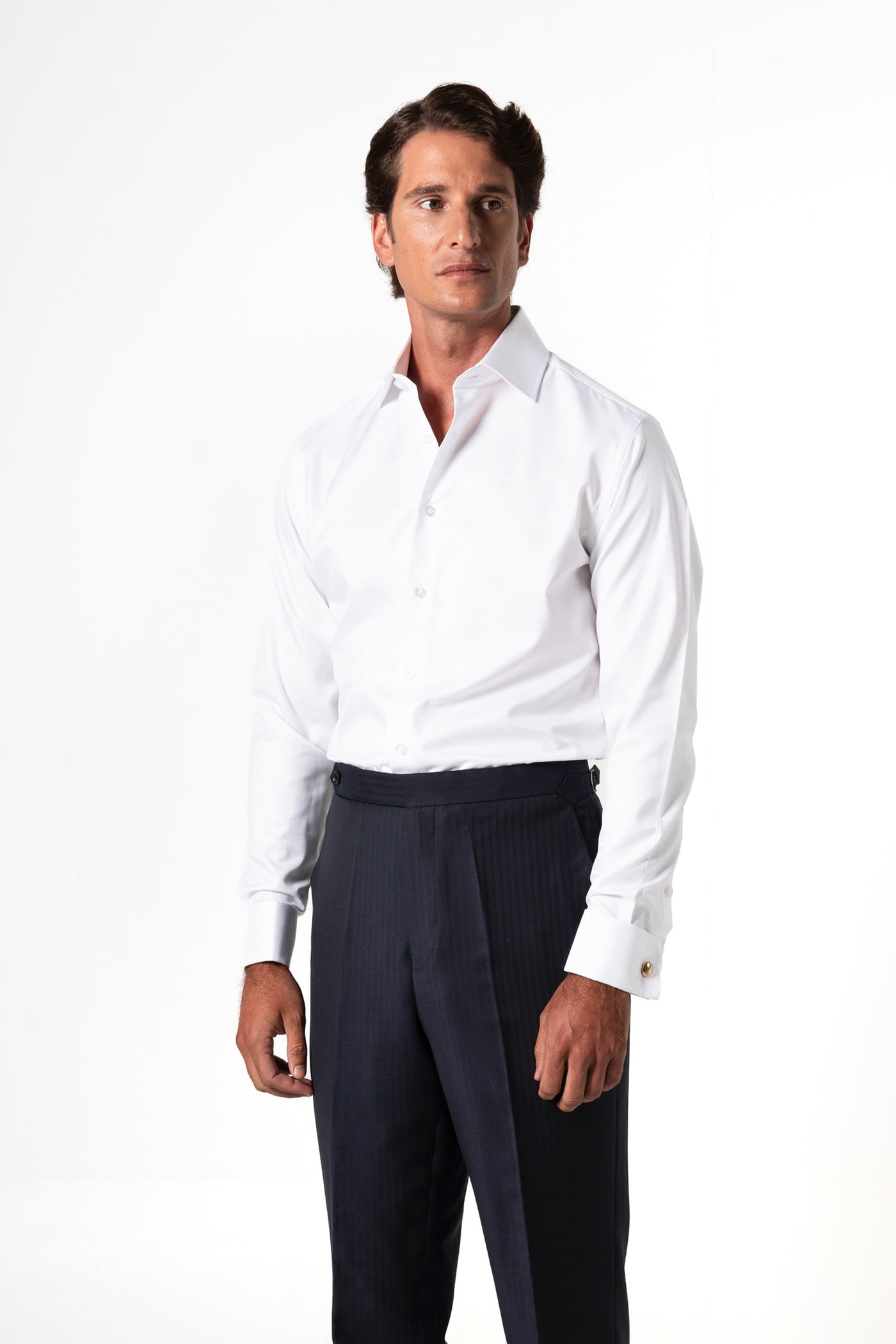 Herringbone White Business Shirt