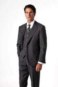 Plain Wool Stone Grey Tailoring Vest Double