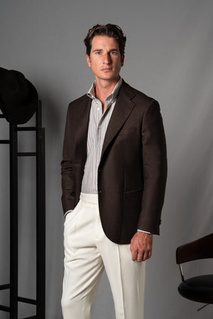 Moulin Chocolate Brown Wool Blazer - Blazer a medida BUND