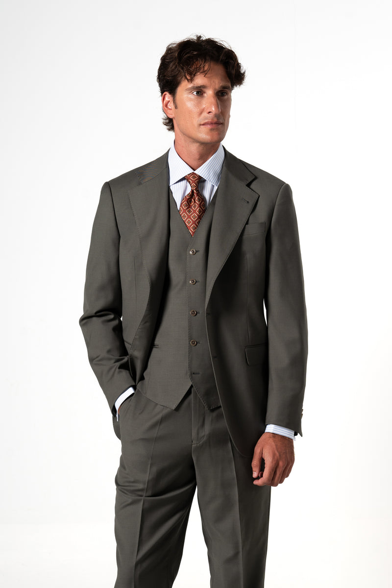 Fil a fil Stone Gray Wool Suit