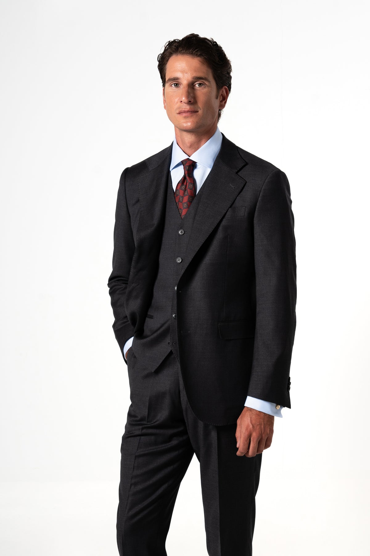 Fil a fil Stone Gray Wool Suit
