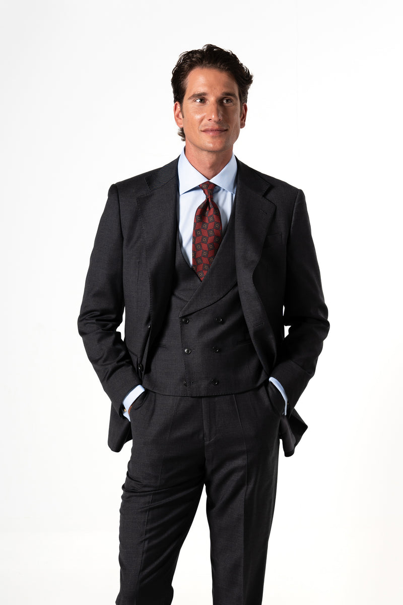 Fil a fil Stone Gray Wool Suit
