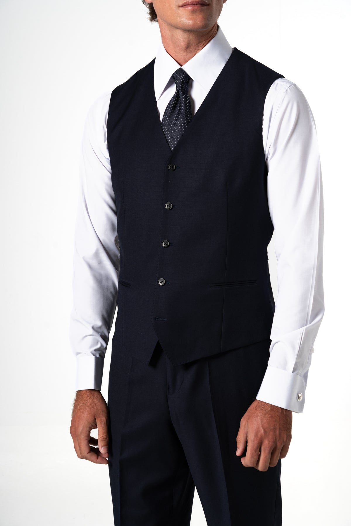 Plain Wool Dark Navy 3-Piece Suit