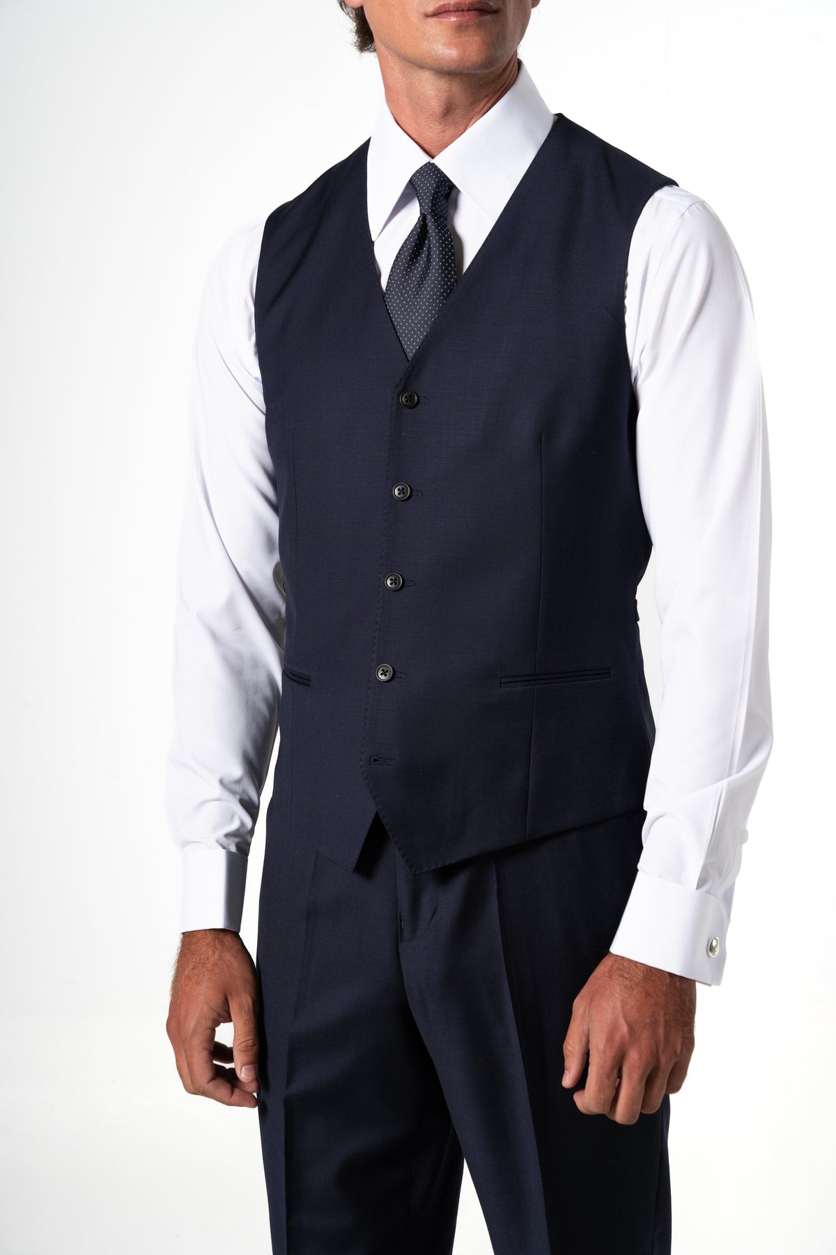 Plain Wool Navy 3-Piece Suit