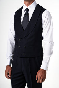 Plain Wool Dark Navy 3-Piece Suit