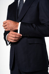 Plain Wool Dark Navy 3-Piece Suit