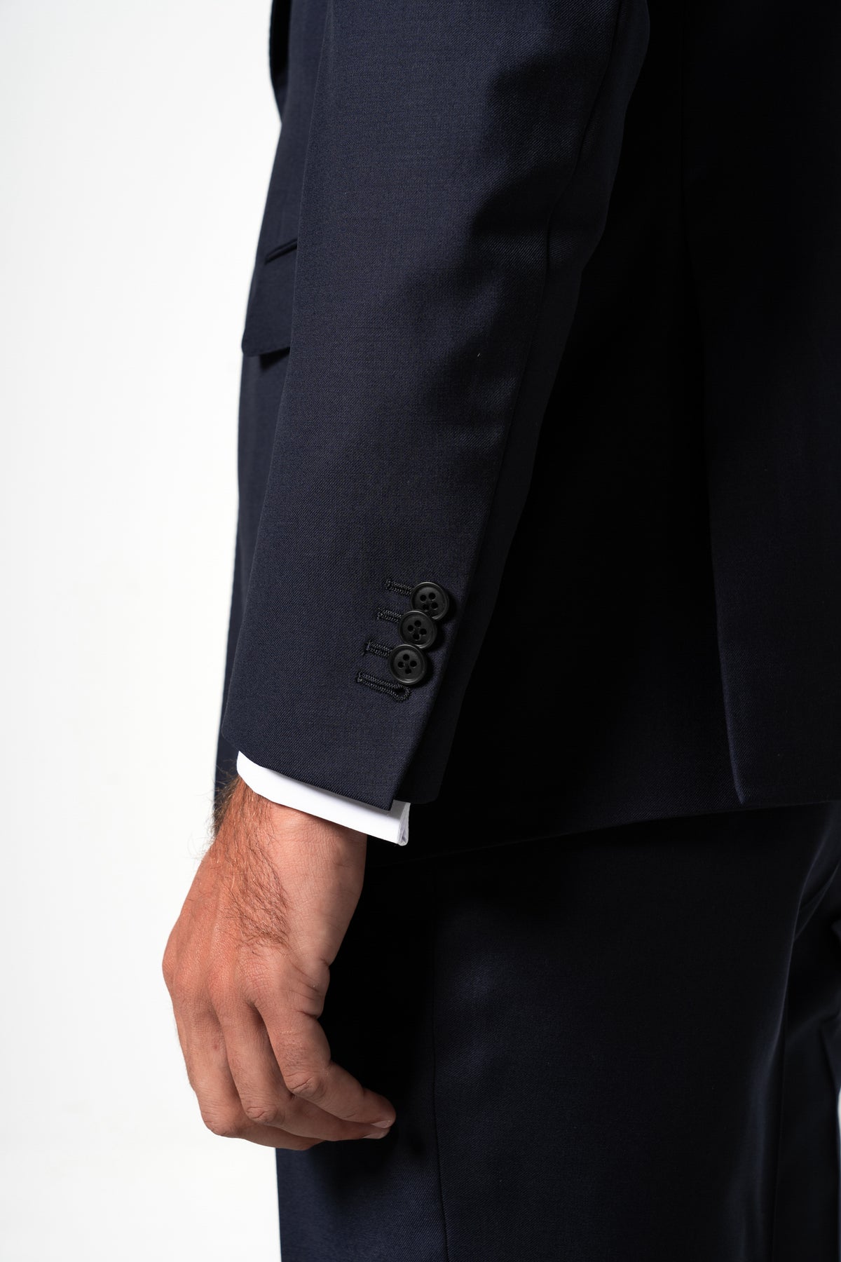 Plain Wool Dark Navy 3-Piece Suit
