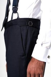 Plain Wool Dark Navy 3-Piece Suit