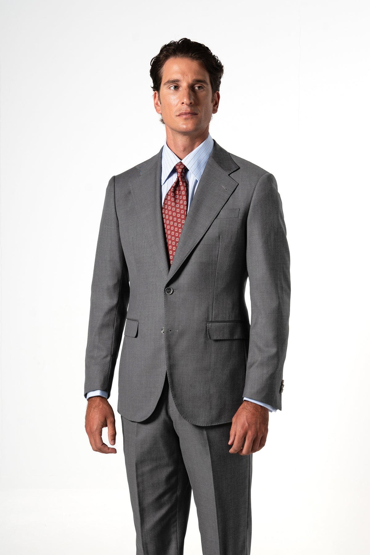 Fil a fil Stone Gray Wool Suit