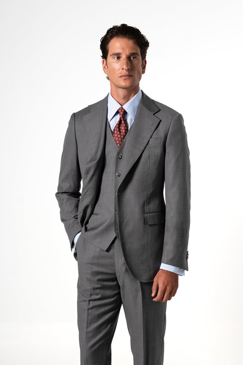 Fil a fil Stone Gray Wool Suit