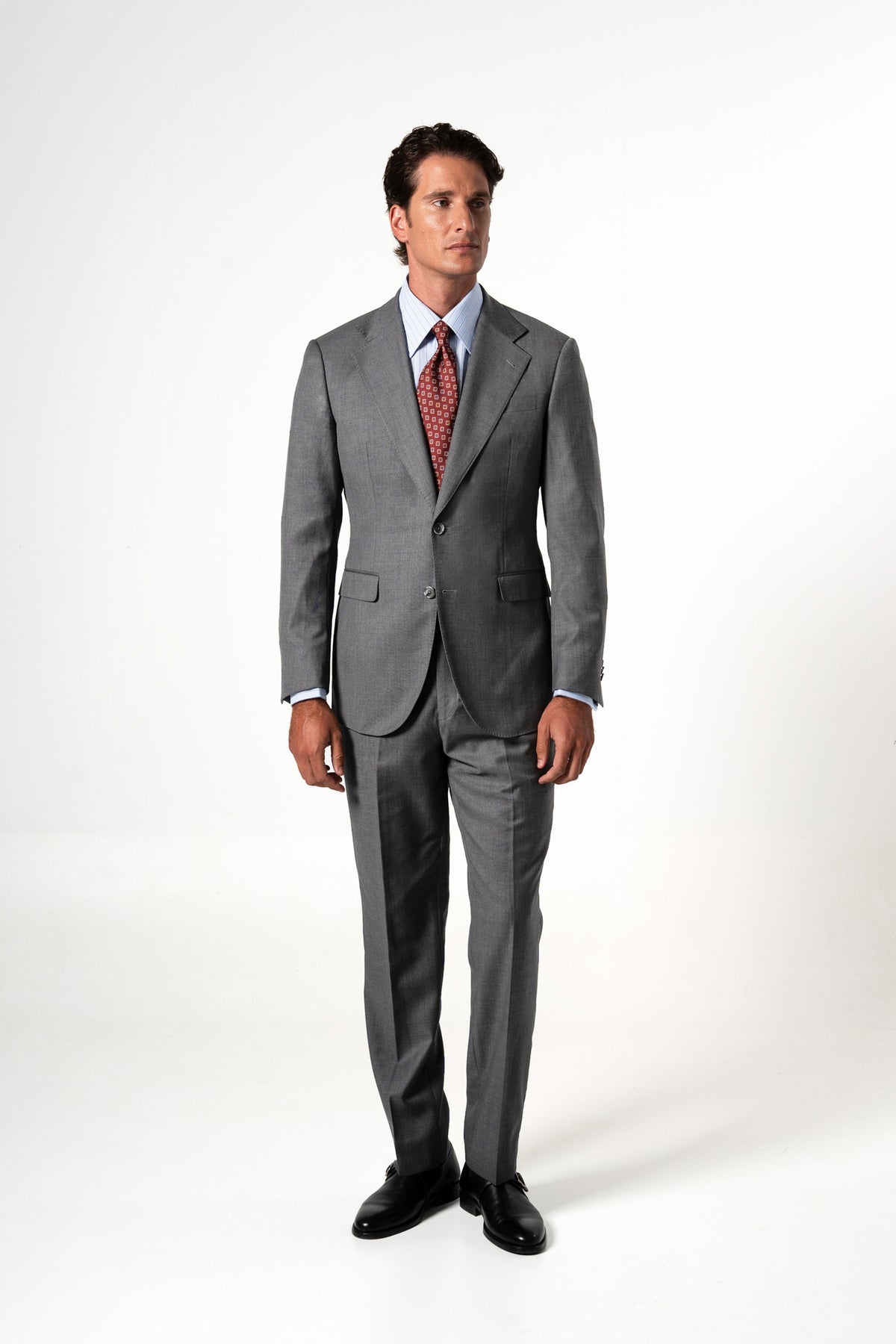 Fil a fil Stone Gray Wool Suit