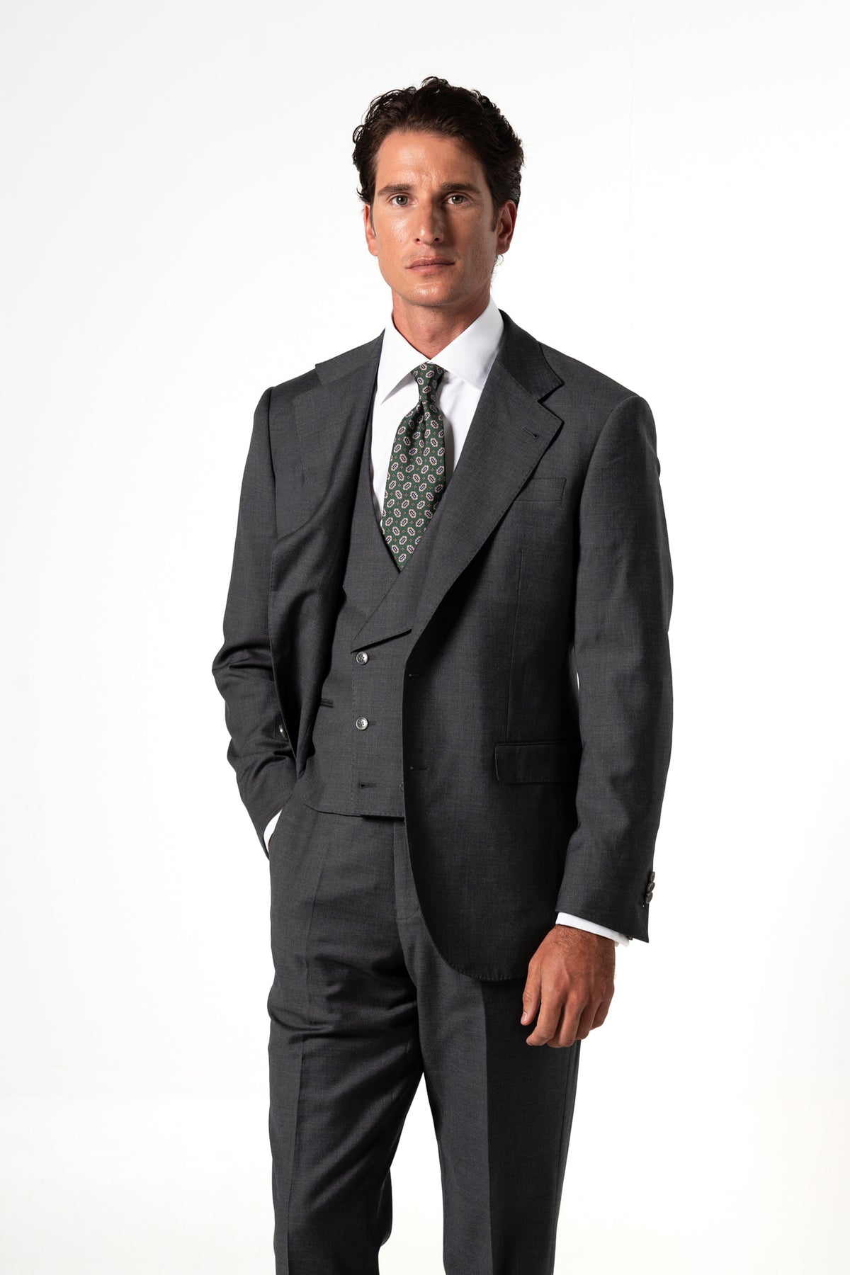 Fil a fil Stone Gray Wool Suit
