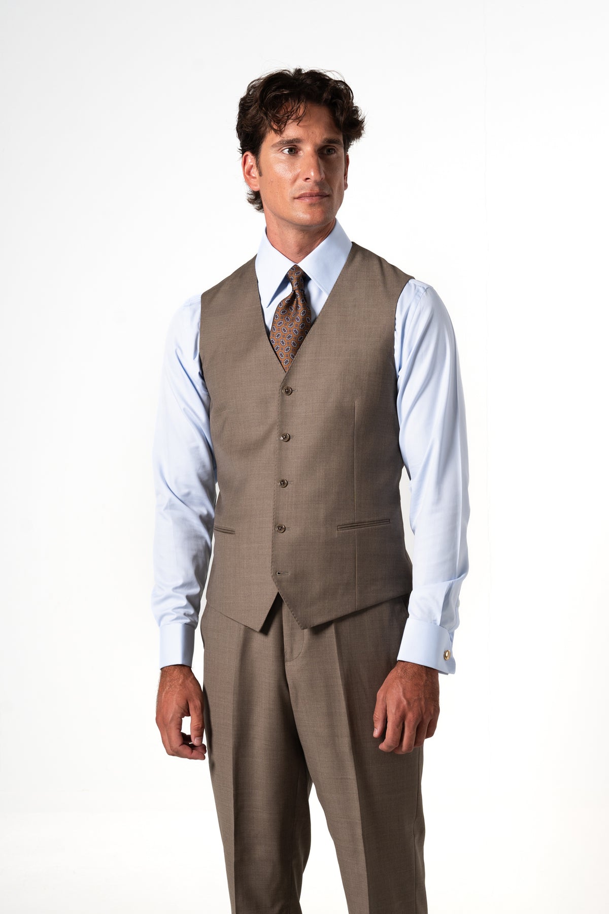 Fil a fil Stone Gray Wool Suit
