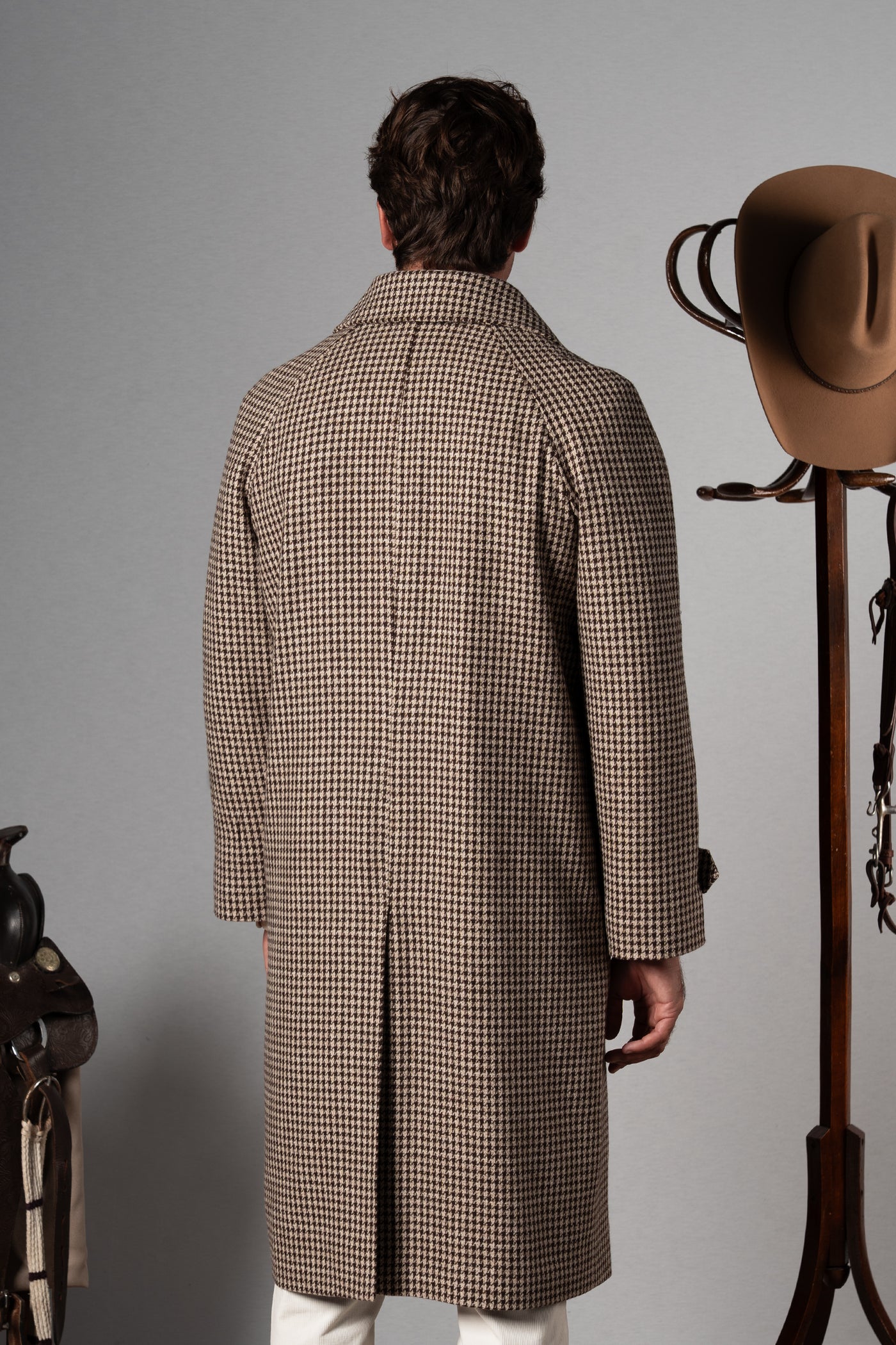 Beige Houndstooth Japanese Coat - Abrigo a medida BUND
