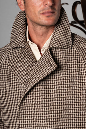 Beige Houndstooth Japanese Coat - Abrigo a medida BUND