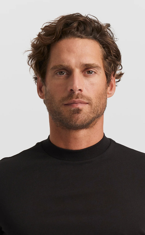 Black Hi-neck Cotton T-Shirt (Son of a Tailor) - Camisa BUND
