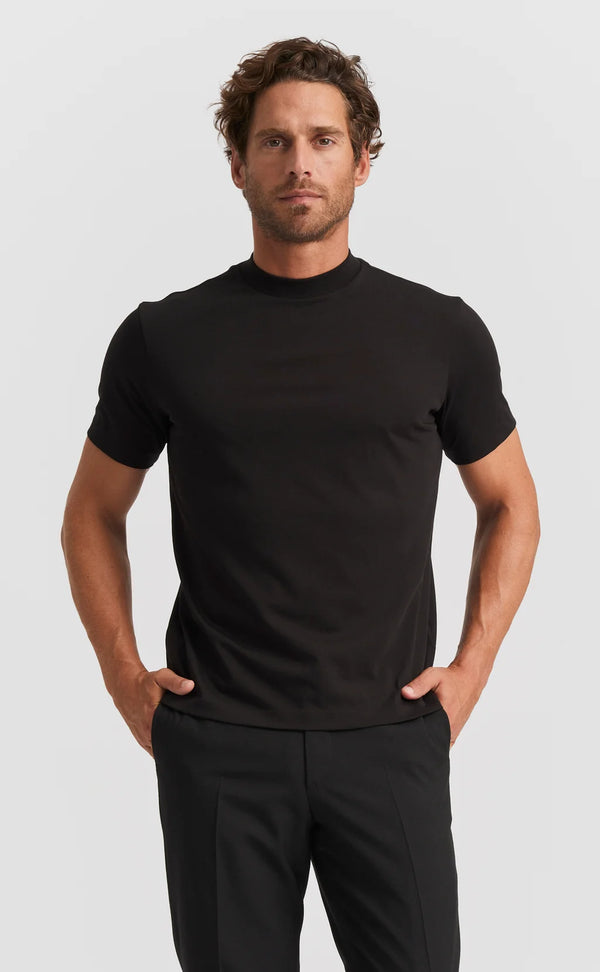 Black Hi-neck Cotton T-Shirt (Son of a Tailor) - Camisa BUND