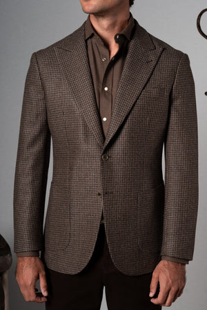 Brown Houdstooth Wool Blazer - Blazer a medida BUND