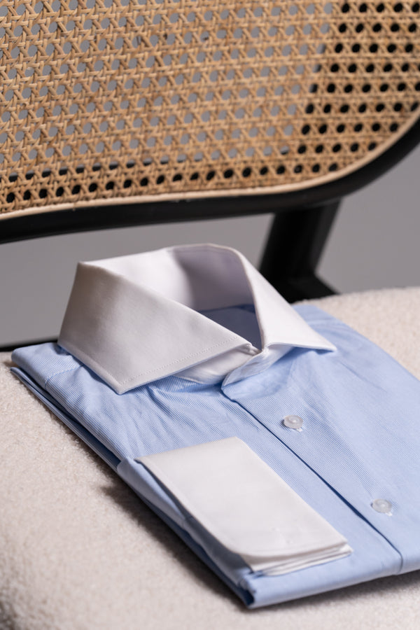 Camisa Popelin Mil rayas Celeste - Camisa BUND