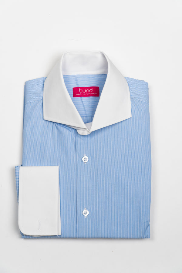Camisa Popelin Mil rayas Celeste - Camisa BUND