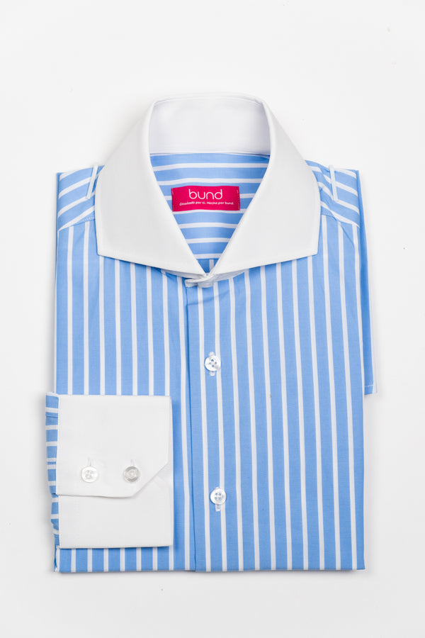Camisa Popelin Raya Gruesa Celeste - Camisa BUND