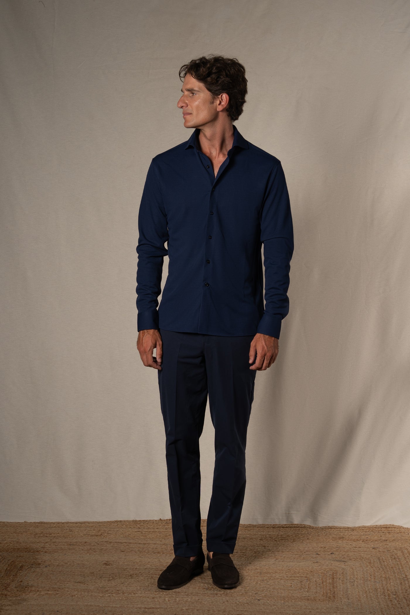 Plain Technical Dark Navy Soft Shirt