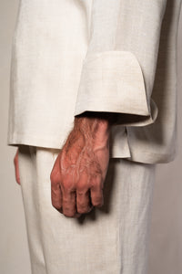 Beige Linen Casual Polo Shirt