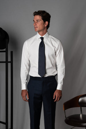 Plain White Cotton Business Shirt - Camisa BUND