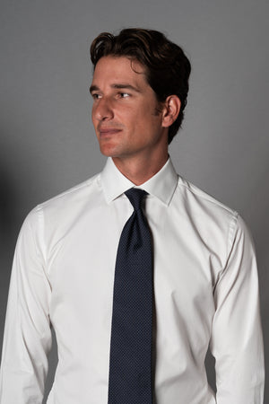 Plain White Cotton Business Shirt - Camisa BUND