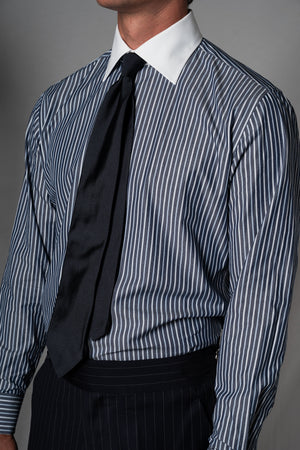 Stripes Blue Cotton Business Shirt - Camisa BUND