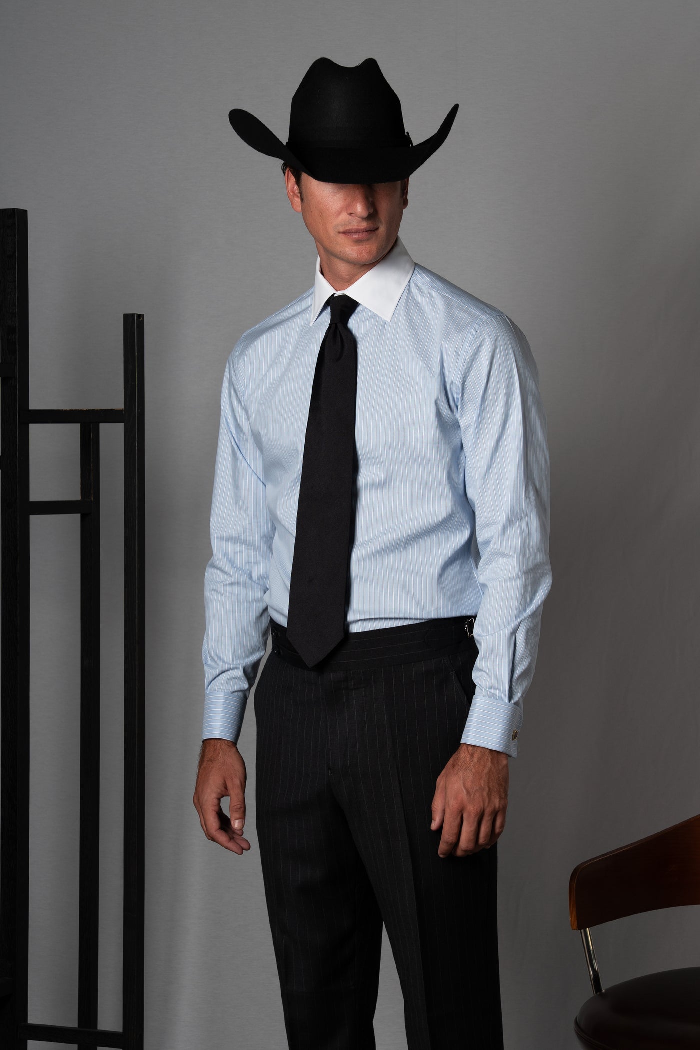Stripes Light Blue Cotton Business Shirt - Camisa BUND