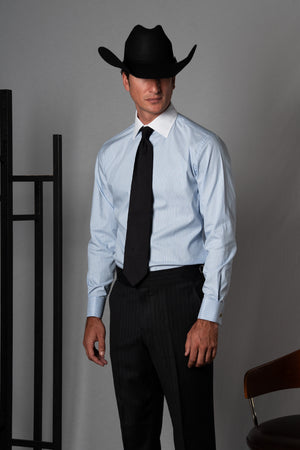 Stripes Light Blue Cotton Business Shirt - Camisa BUND