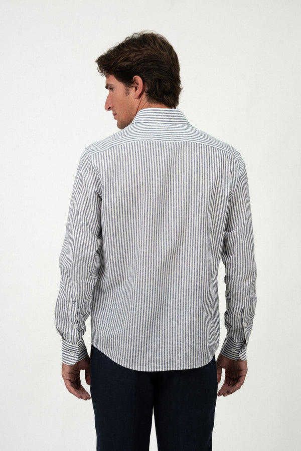 Navy Stripe Linen Shirt